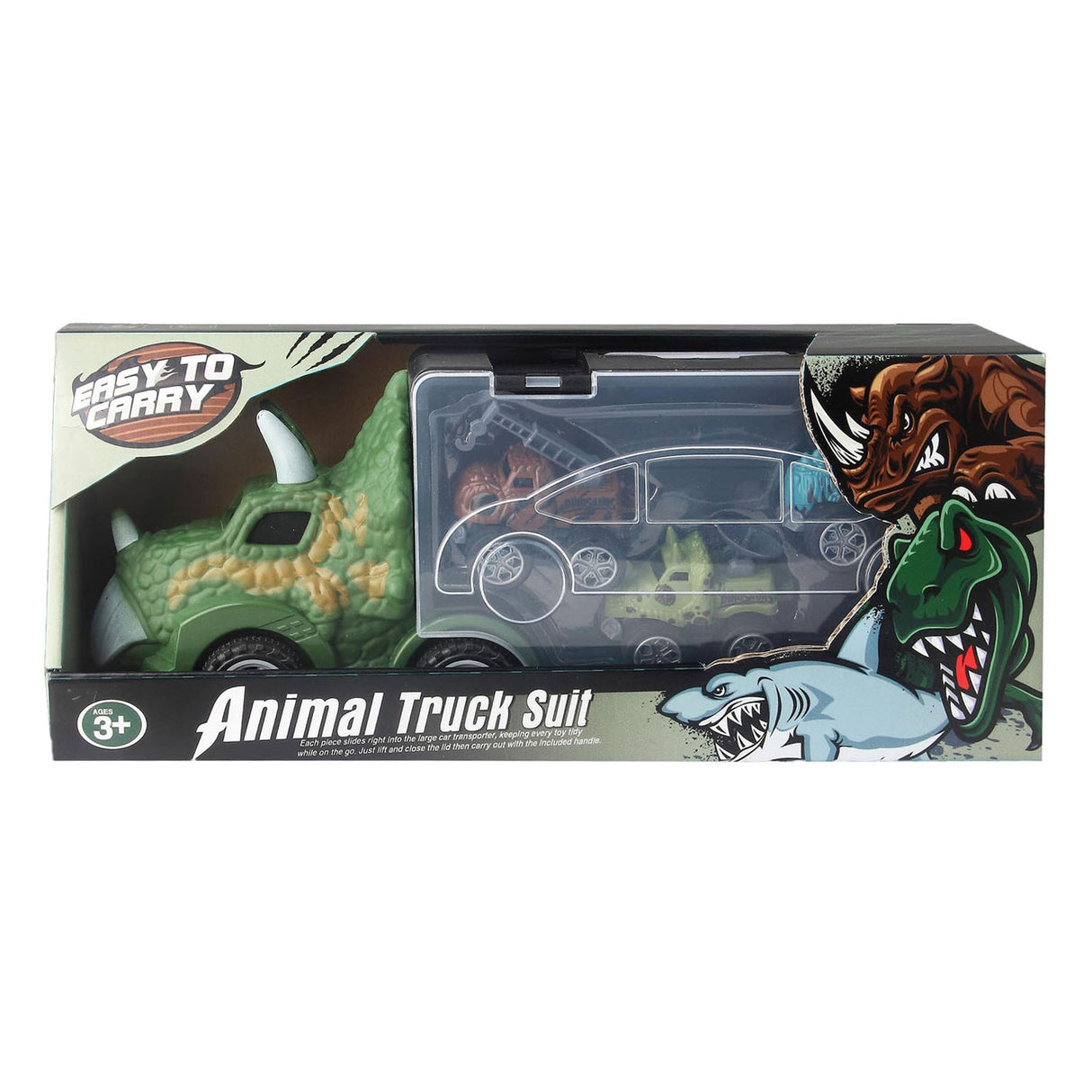 Dino transporter med monster trucks