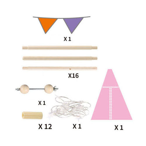 Luksus tipitelt pink med lys, 128cm