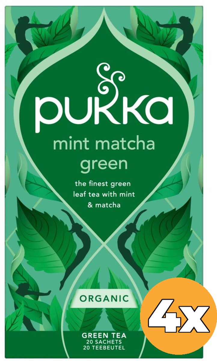 Pukka te mynte matcha grøn - 80 teposer - økologisk urtete - mynte - grøn te - 4 x 20 poser - te værdipakke