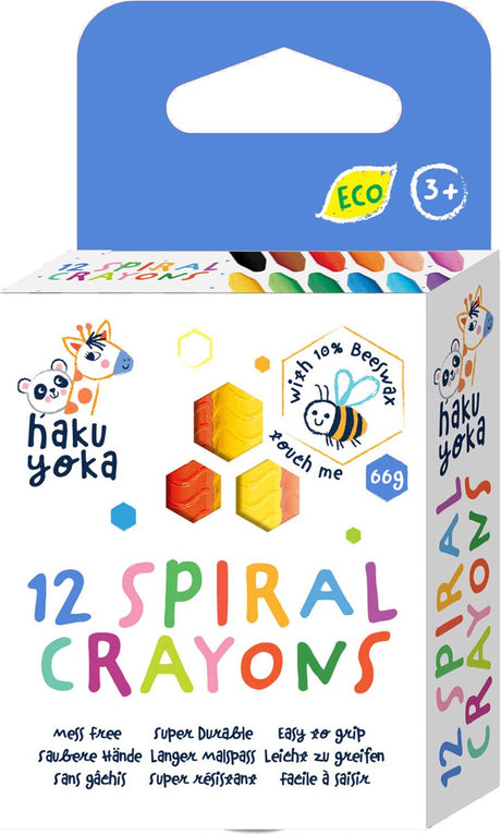 Haku yoka spiral farveblyanter - 12 stykker - indeholder 10% bivoks - 3 år