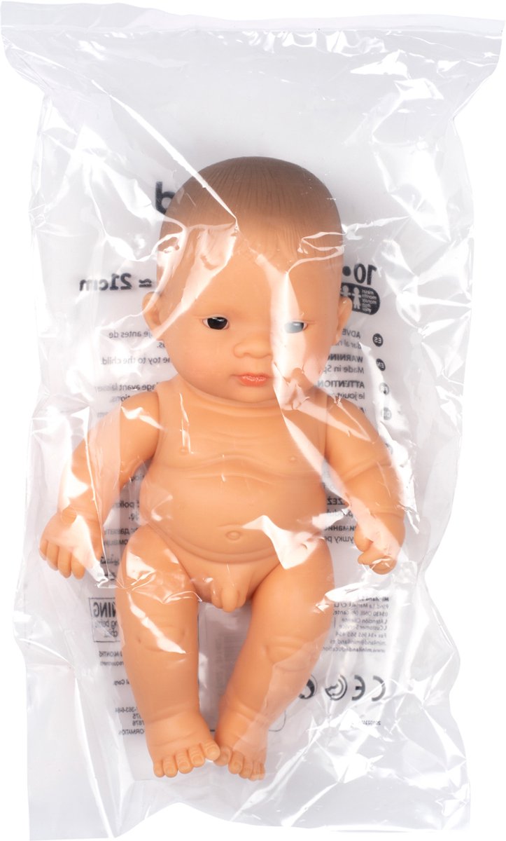 Miniland babydukke - asiatisk dreng 21 cm - med vaniljeduft - vandtæt - 10 måneder