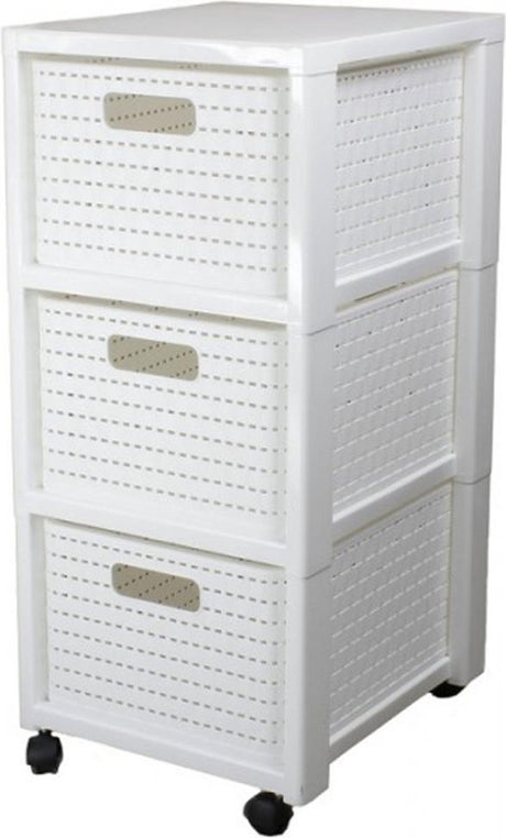 Rotho country - kommode - skuffesystem plus 3 kurve med hvide med hjul