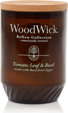Woodwick forny medium duftende stearinlys tomatblad basilikum - 55 brændende timer