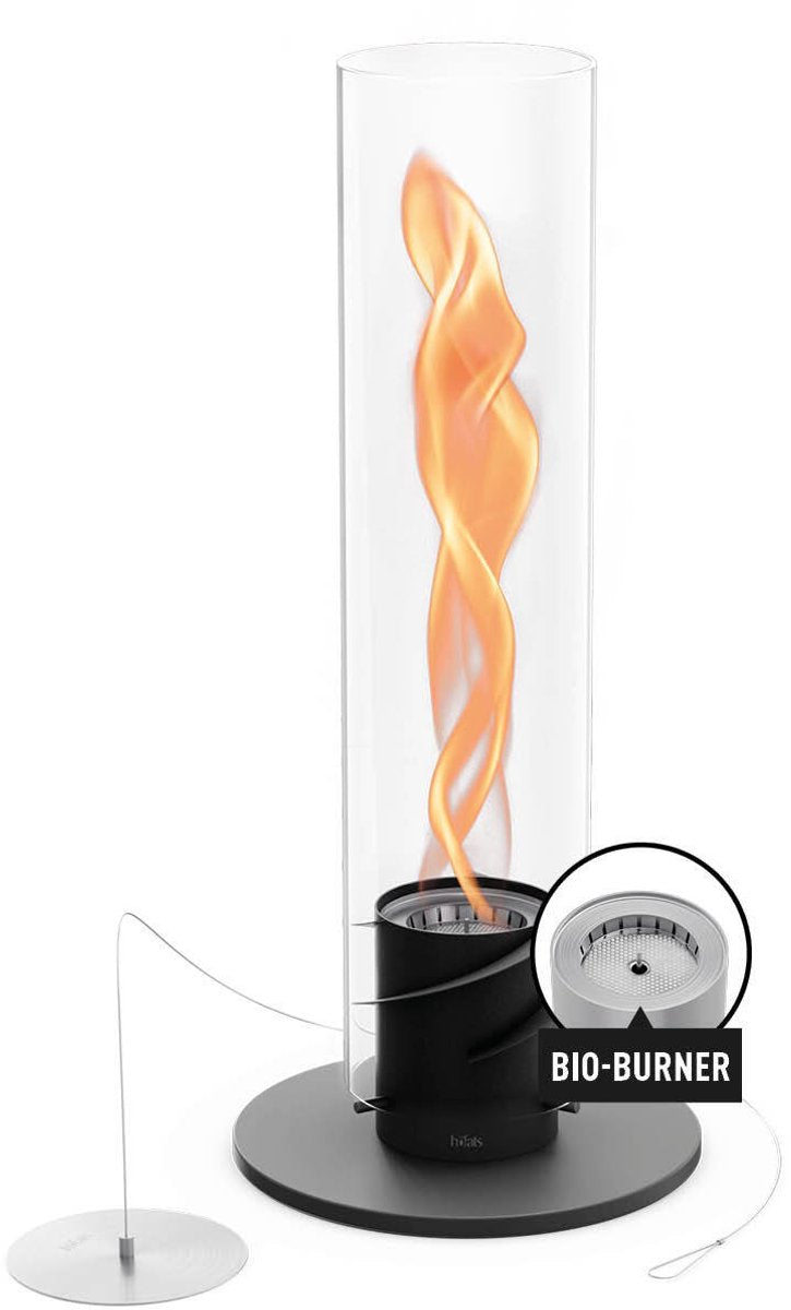 Höfats spin classic table fire 1500 sort bio-ethanol pejs på flydende, rustfrit stål bordpejs, varmende bordpejs til indendørs og udendørs