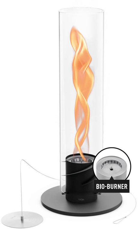 Höfats spin classic table fire 1500 sort bio-ethanol pejs på flydende, rustfrit stål bordpejs, varmende bordpejs til indendørs og udendørs