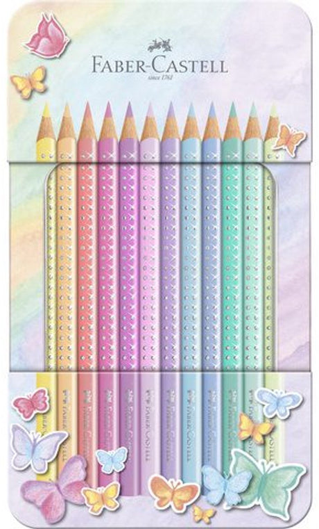 Faber-castell sparkle farveblyanter - 12 stykker i en dåse - pastelfarver - fc-201910