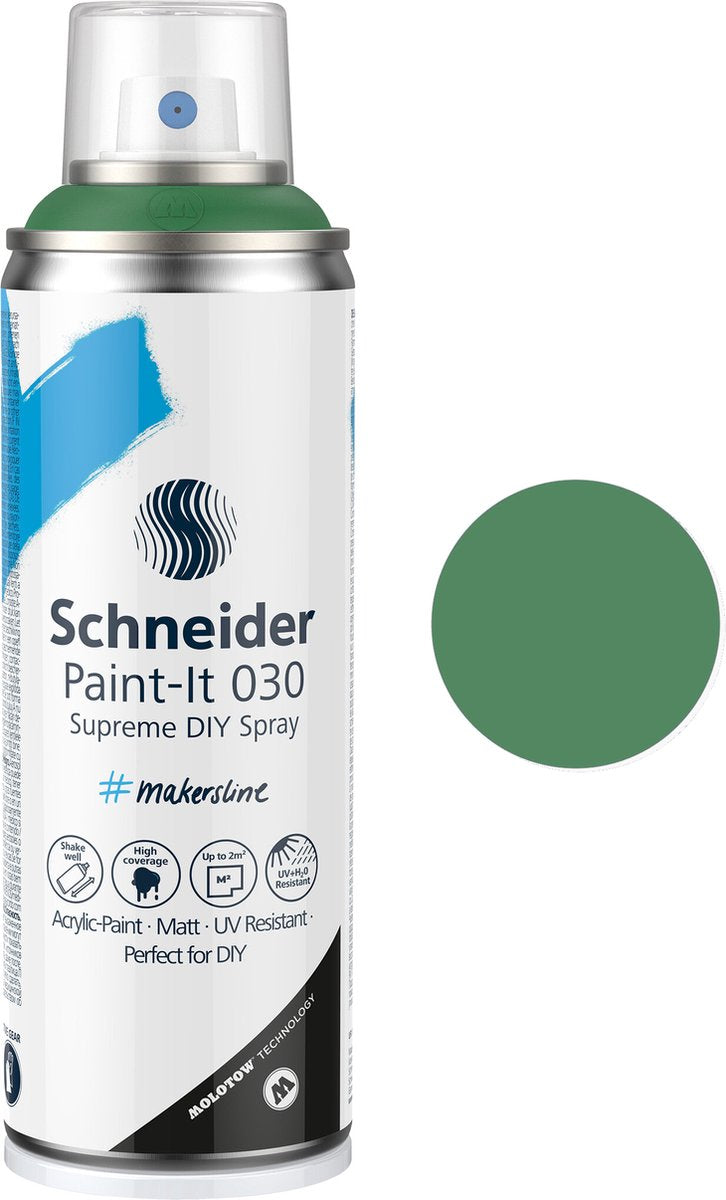 Schneider papirvarer schneider spraydåsemaling - paint-it 030 - gør-det-selv spraymaling - akrylmaling - 200ml - mosgrøn - s-ml03050045