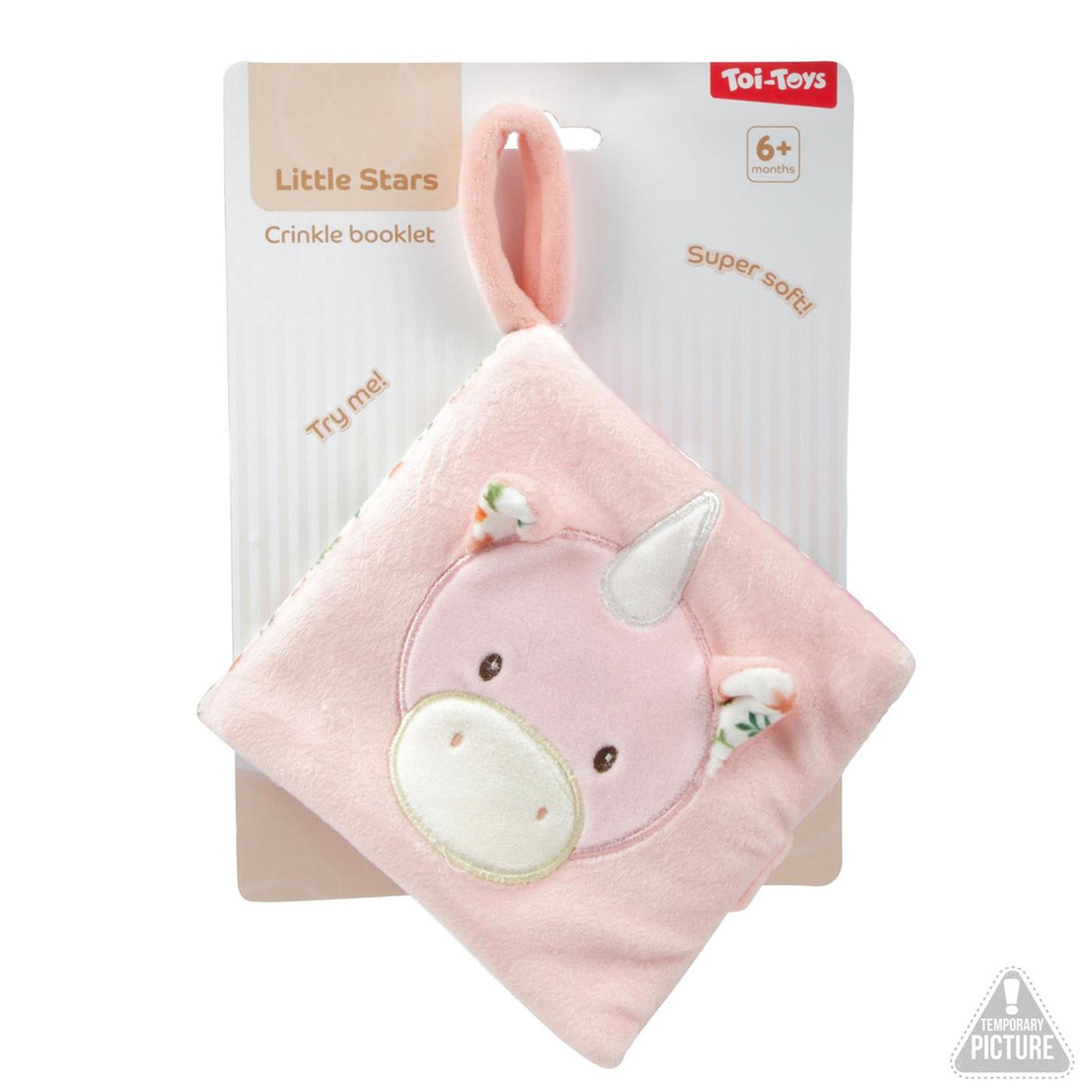 Toi-legetøj små stjerner baby plys krinkle bog -blød- 3ass