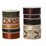 Decoris bånd polyester 10 assorteret sort guld