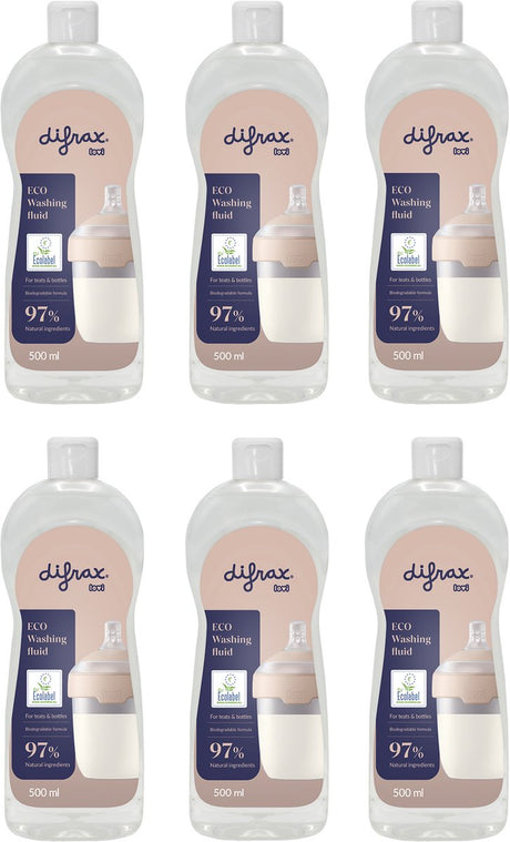 Difrax lovi eco afwasmiddel - 6 stuks - babyproducten - babyflessen, fopspenen - geurvrij - ph-neutraal