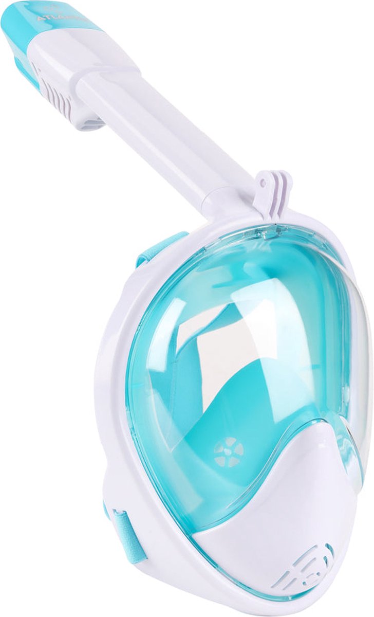 Atlantis snorkelmasker 2.0 - duikbril - snorkel - snorkelset - full face masker - volwassenen - wit turquoise - l xl