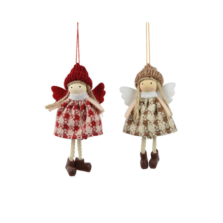 Decoris julevedhæng engle polyester 13x7x3cm