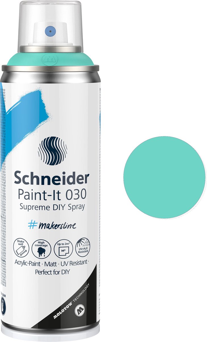 Schneider papirvarer schneider spraymaling - paint-it 030 - diy spraymaling - akrylmaling - 200ml - turkis - s-ml03050034
