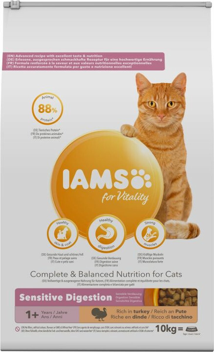 Iams kat voksen følsom fordøjelse kalkun 10 kg