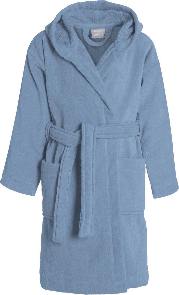 Seahorse - pure badjas kinderen - badstof - katoen - capuchon - unisex - denim - 158 164