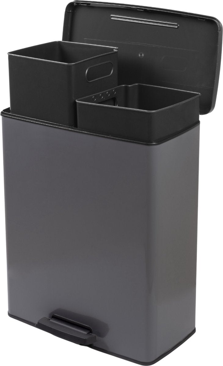 Curver deco bin duo pedalspand 26l+26l cool grå