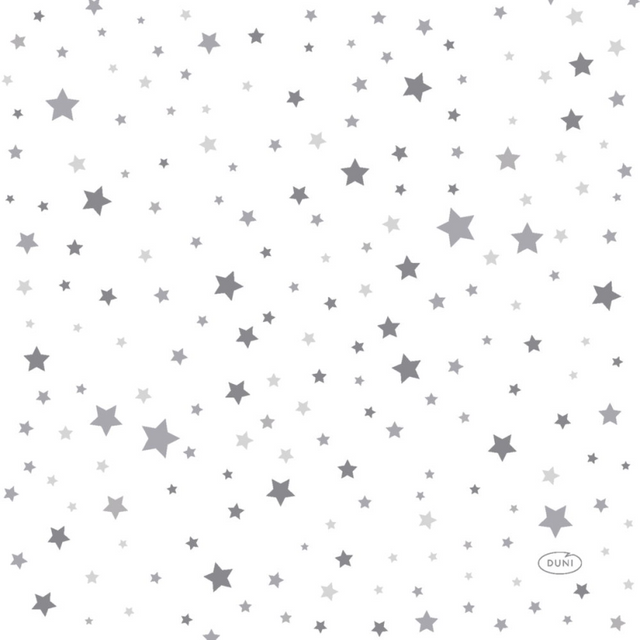 Duni servietter sølv stardust 33 x 33 cm | 12 stk