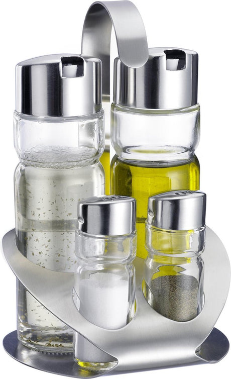Westmark salt- og pebersæt olie- og eddikesæt, 5-delt, indhold: 2x 40 ml 2x 160 ml, rustfrit stålglas, hvid, sølvgennemsigtig, 65052260