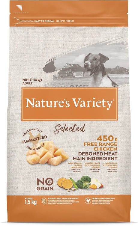 Natures sort hundefoder - mini fritgående kylling 1,5 kg - kornfri, naturlige ingredienser, til små racer