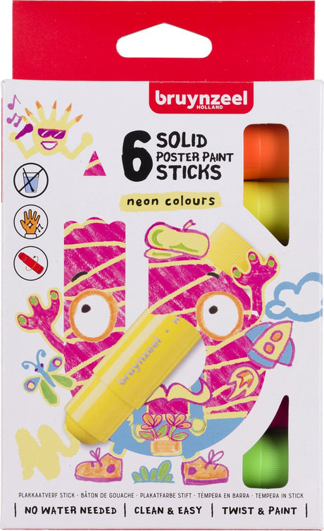 Bruynzeel gouache sticks sæt neon | 6 farver