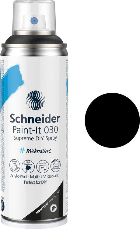 Schneider papirvarer schneider spraymaling - paint-it 030 - gør-det-selv spraymaling - akrylmaling - 200ml - sort - s-ml03050001
