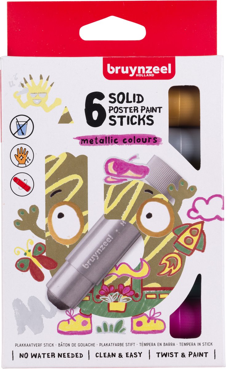 Bruynzeel gouache sticks sæt metallic | 6 farver
