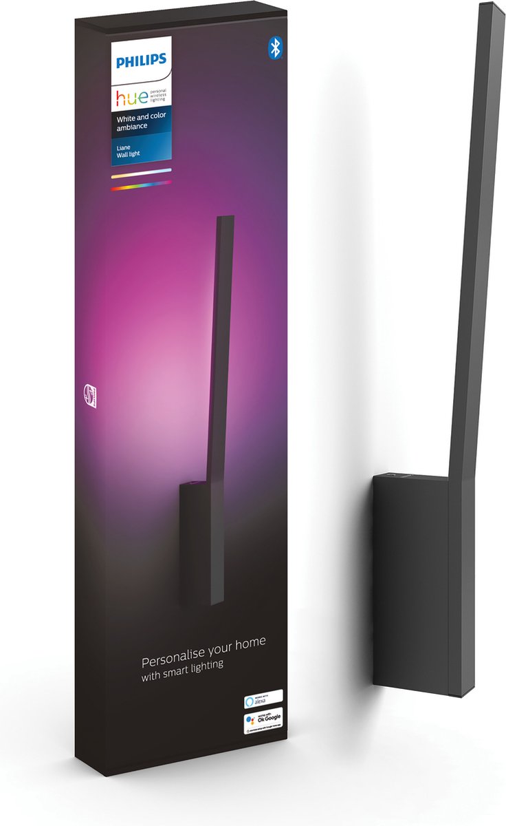 Philips hue liane wandlamp - wit en gekleurd licht - zwart
