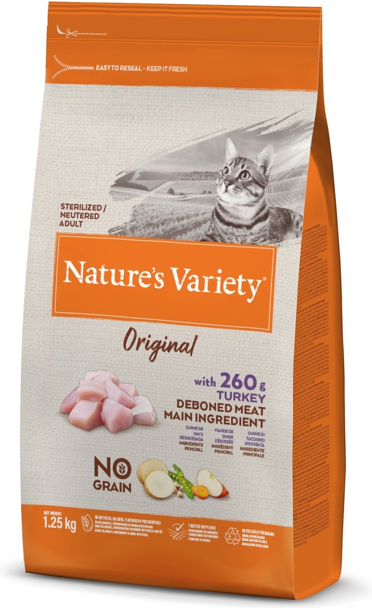 Naturens variation naturens sort - original steriliseret kalkun uden korn kattefoder.