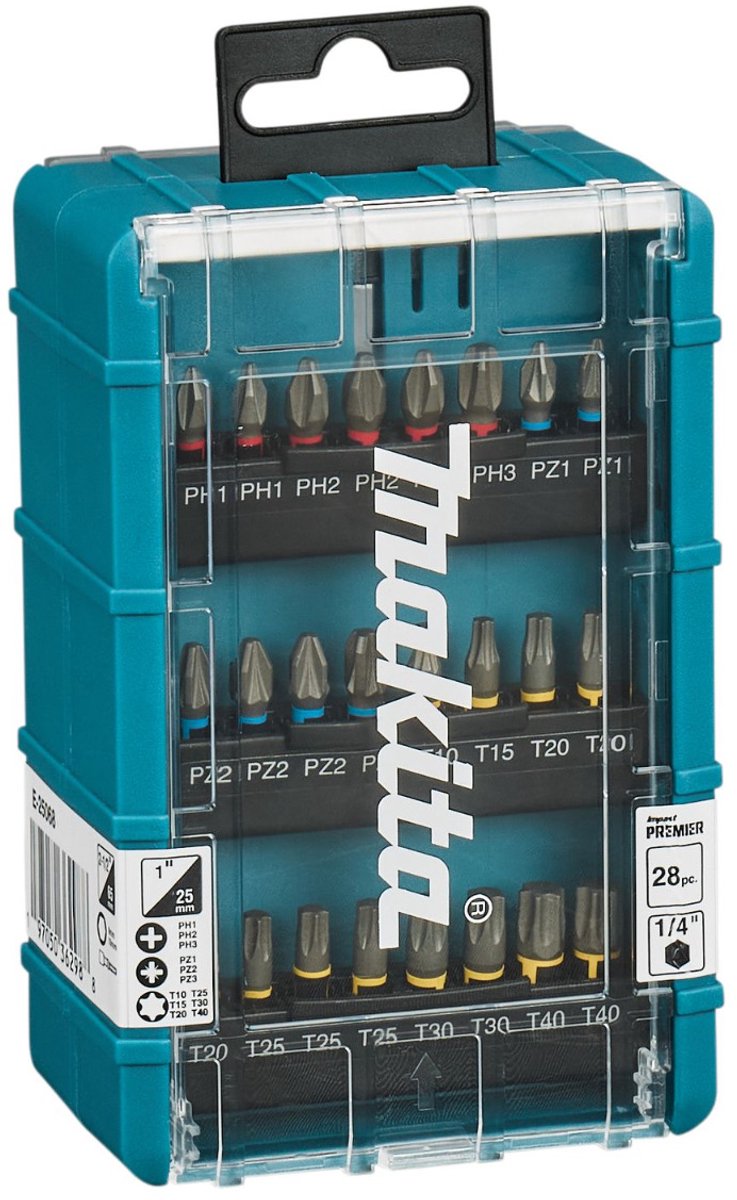 Makita e-25068 bit sæt – Phillips Phillips, Pozidriv Phillips, T-profil
