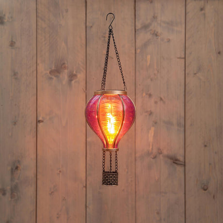 Anna's collection solar lantaarn vlameffect zwart 6led 9x7cm