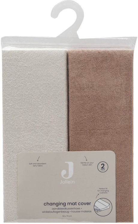 Jollein wickelauflagenbezug frottee 50x70cm - light terra oatmeal - 2 stück