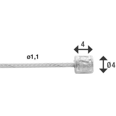 Elvedes kabelsystemer bv switch inderkabel elvedes 2250 mm 7 x 7 leder rustfrit stål ø1,1 mm med n-nippel ø4,5 × 4,5 (æske med 50 stk) - sølv