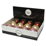 Decoris julekugler mix 12 stk guld, rød og pink