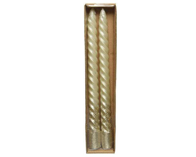 Decoris middagslys swirl creme glitter 2 stk