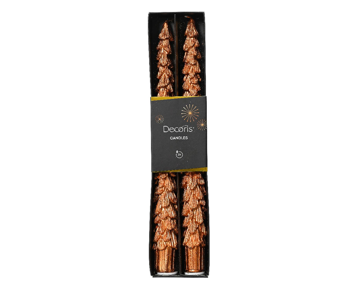 Decoris middagslys juletræsform paraffin kobber dia2,2x25cm