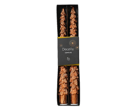 Decoris middagslys juletræ kobber 25cm 2-delt