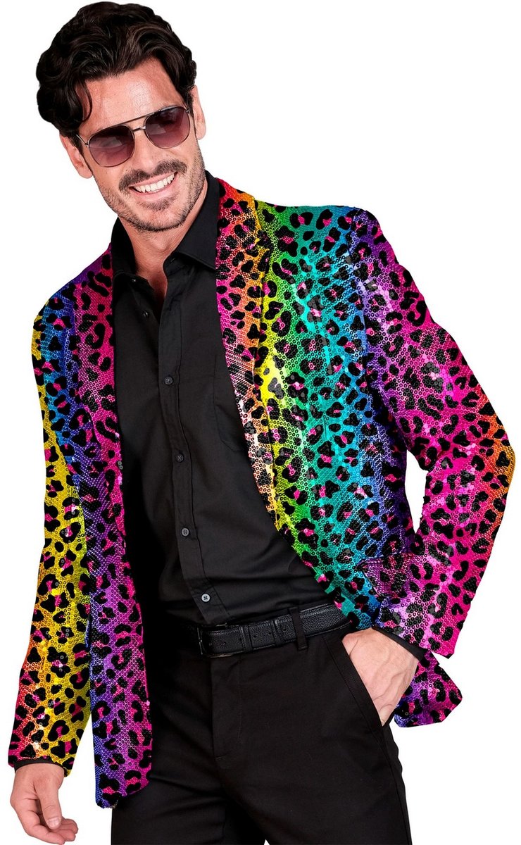 Widmann paljetjakke regnbue leopard