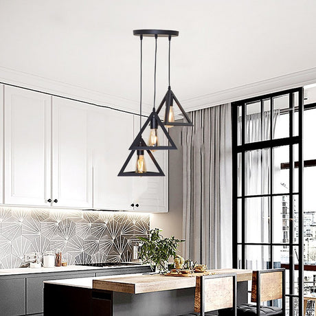 Homestyle pro mk022-b industrielle pyramide hængende lamper sort metal