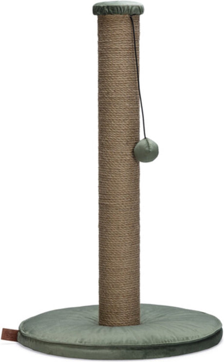 Designed by lotte krabpaal yenna - katten krabpaal - incl speeltje - fluweel jute - groen - 41x41x70 cm