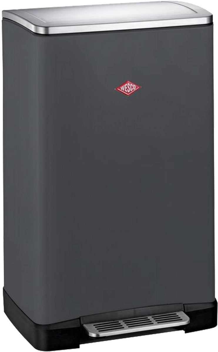Wesco stor dobbelt dreng affaldsudskiller | 36 liter | duo pedalspand (2x18 liter) | metal - mat grafit | skrald