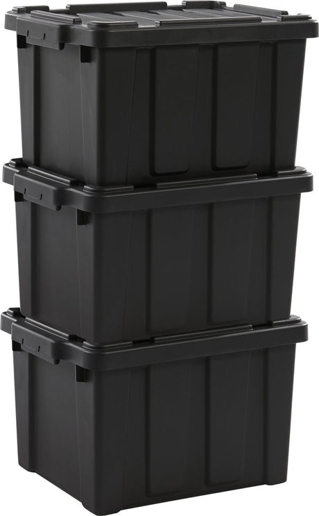 Iris powerbox robuust opbergbox - 21l - kunststof - zwart - set van 3