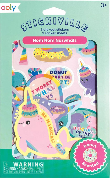 Ooly - stickiville - nom nom narhvaler - klistermærker med duft af donut