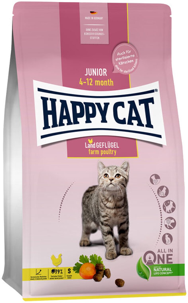 Happy cat junior kattefoder - fjerkræ - 10 kg