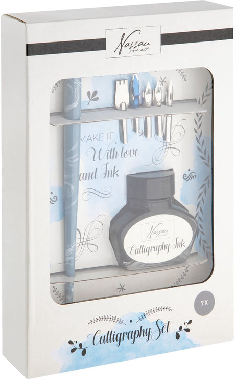 Nassau fine art kalligrafie set - 5x kalligrafiepennen - penhouder met zwarte inkt - luxe cadeaudoos - handlettering, journaling creatief schrijven
