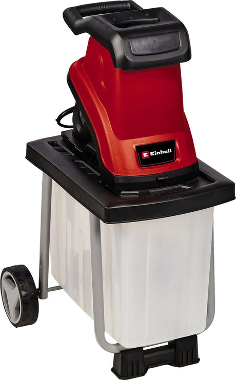 Einhell elhakker GC-KS 2540 CB - 2500 W - max. grentykkelse: ø40 mm - 55 l opsamlingsbeholder - 2 vendbare knive af specialstål - inkl. praktisk push stick