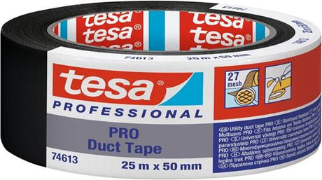 Tesa gaffatape pro sort 50mm 25mtr (nml)