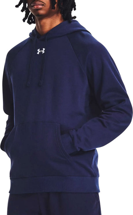 Under armour ua rival fleece hættetrøje herre sportstrøje - marineblå - hvid