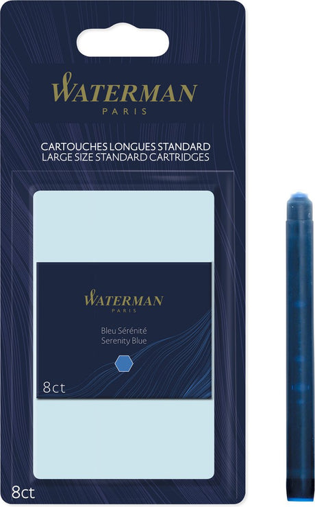 Waterman -fyldepen blækpatroner | lang | sindsro blå | 8 blækpatroner (blister)