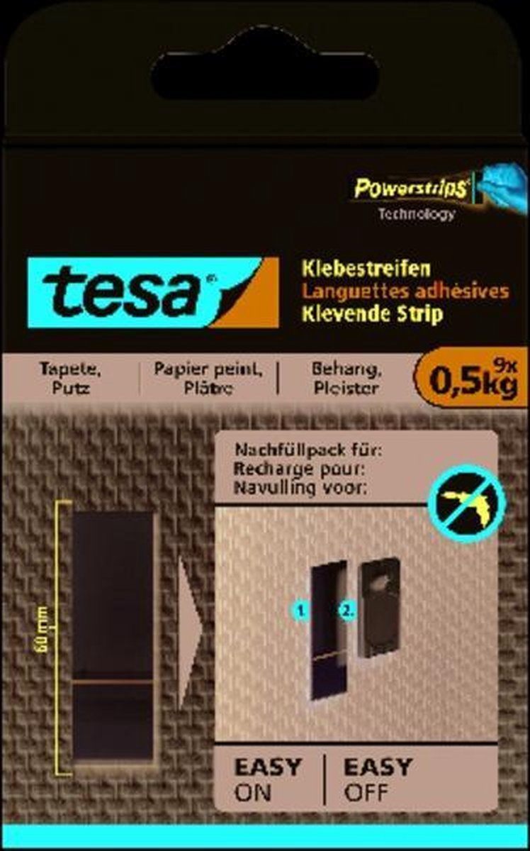 Tesa klæbestrimmel til tapet og gips