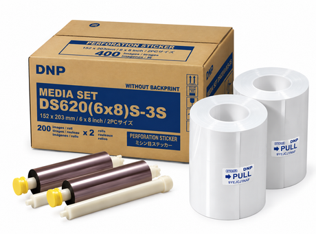 Dnp sticker papier 2 rol à 200 st. 15x20 voor ds620 geperforeerd 3 strips